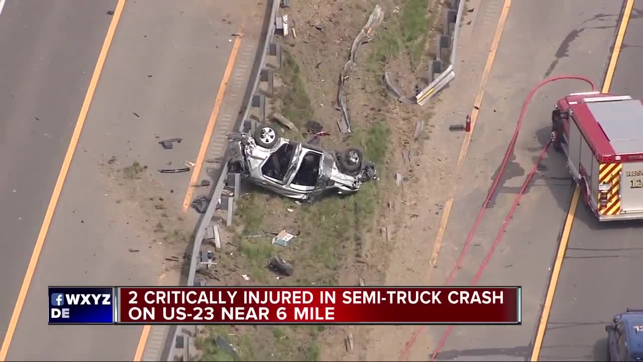 Two injured after major crash involving semi on US-23 in Washtenaw County