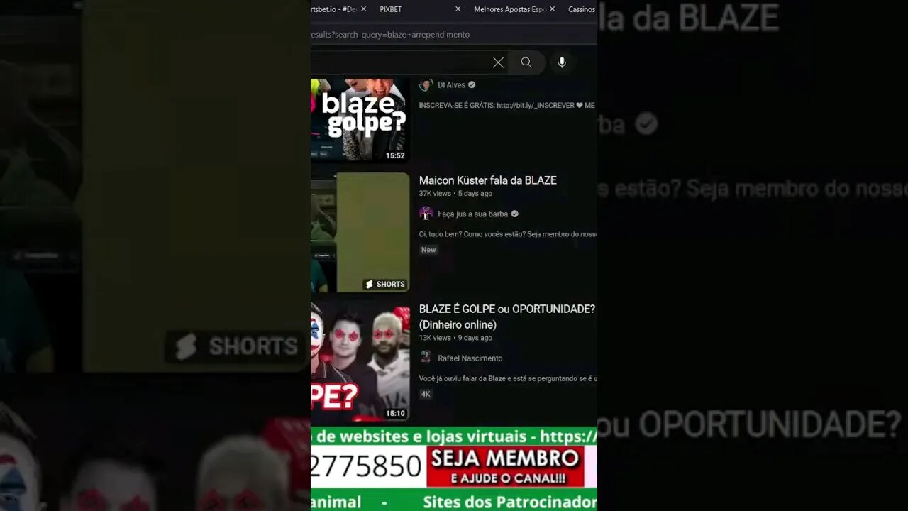 blaze e outros sites de cassino e apostas online ... tudo fraude ... Youtubers tudo mixando kkk