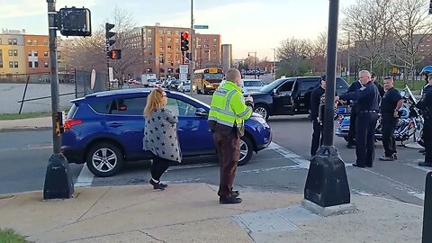 Boston police mop unit involved in a small accident on Columbus Ave