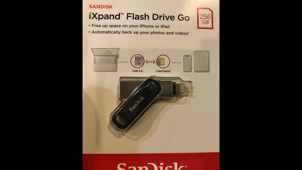 SanDisk iXpand Flash Drive Go 256GB USB 3.0 Type-A to Apple Lightning iPhone iPad SDIX60N-256G-AN6NE