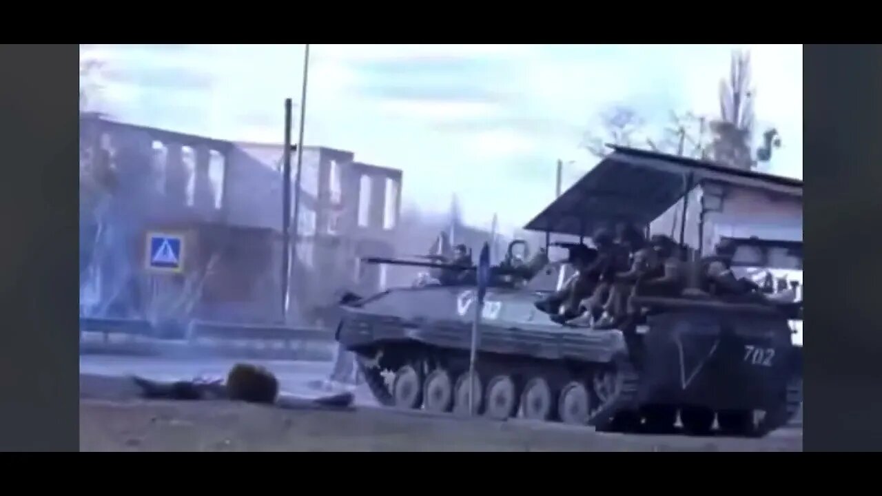 Russian soldiers shooting at camera man