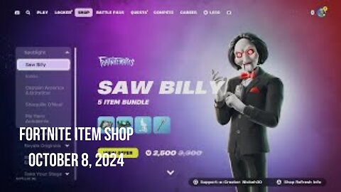 Fortnite Item Shop|October 8, 2024(*New* Saw Billy Bundle)