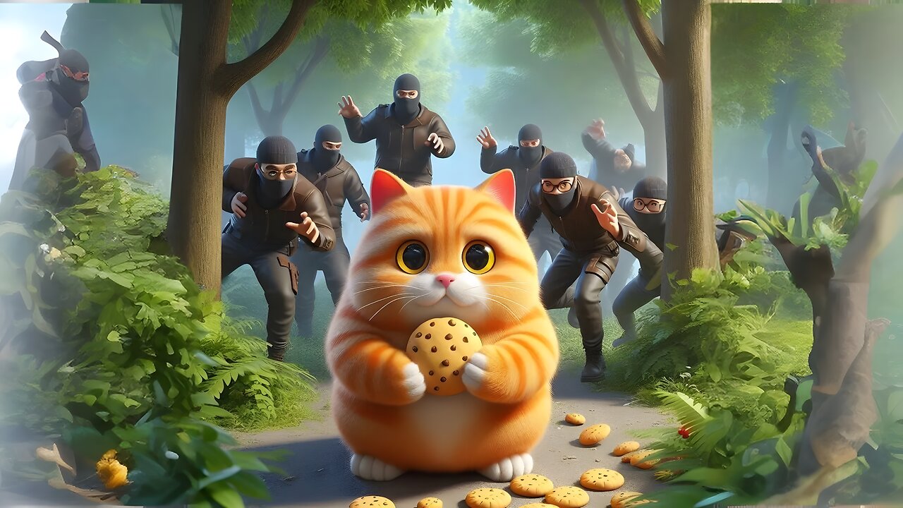 How can the orange cat Zhaocai rescue his cookies from the hands of the bandits? #cat #socutekitty