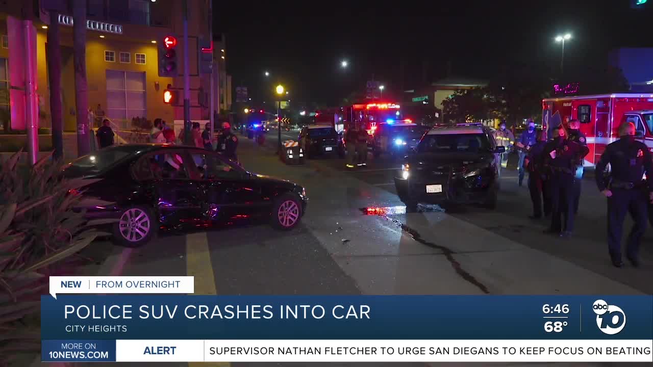 Police SUV crashes into car in City Heights