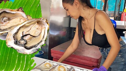 Beautiful Chef Prepares Creamy OYSTERS!! THAI Street Food!!!