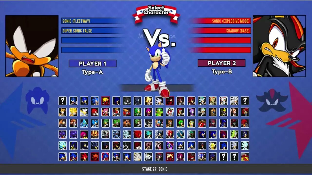 Fleetway Sonic & Super Sonic False VS Sonic Explosive & Shadow I Sonic Battle MUGEN HD