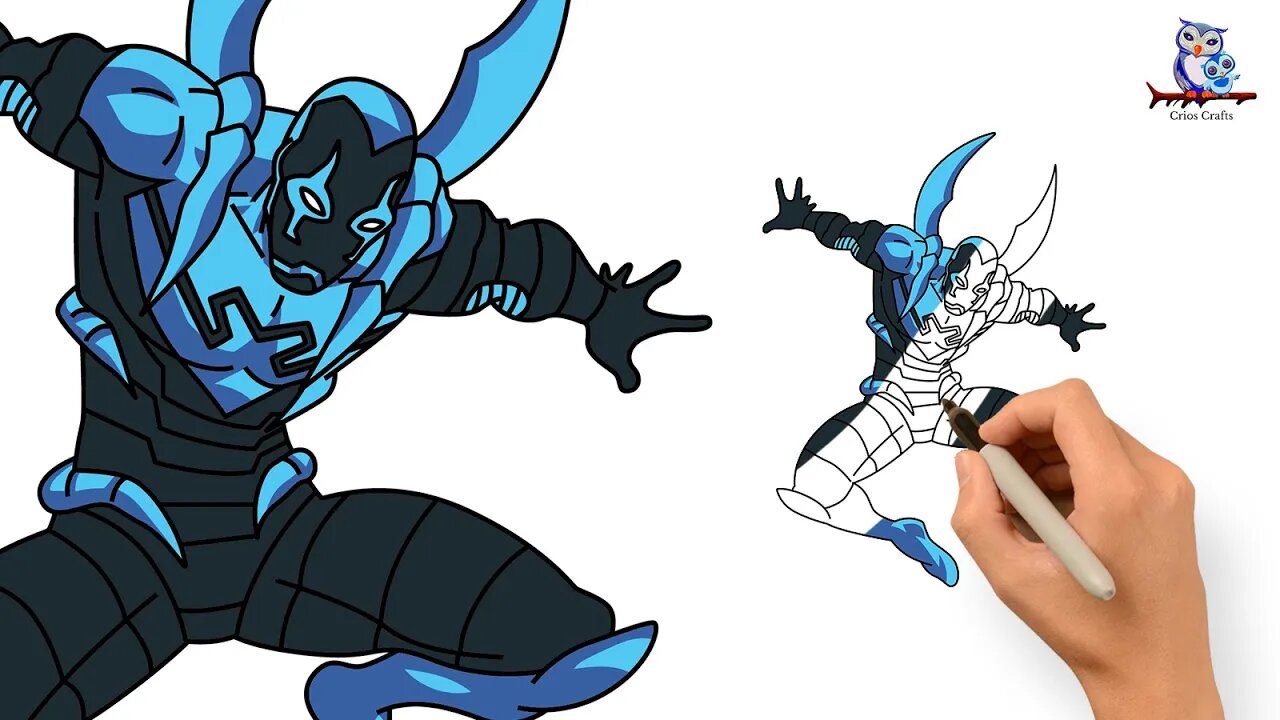 How to Draw Blue Beetle Full Body - DC Comics