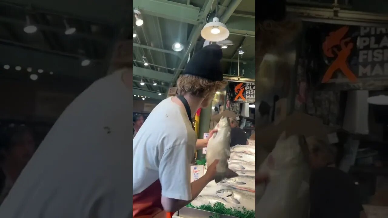 Pike Place Fish Throwing Closeup