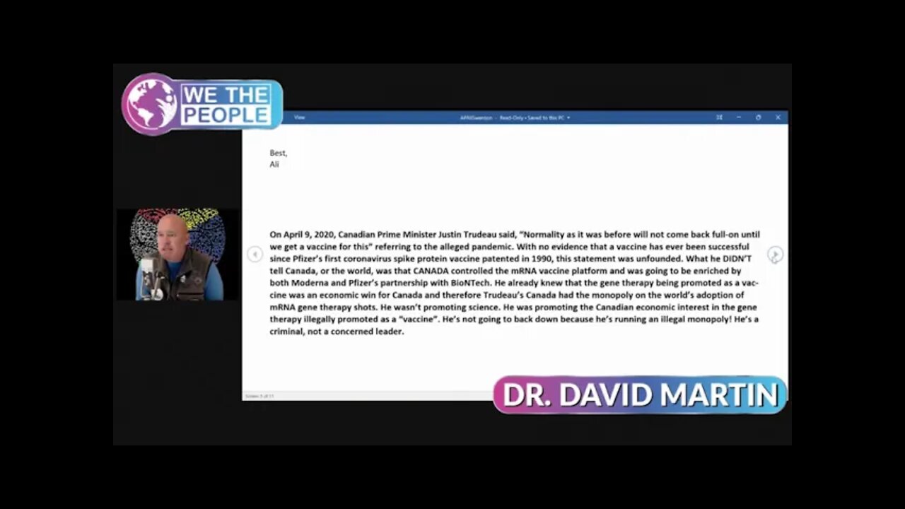 Dr David Martin Urgent Message: Trudeau's Conflict Of interest, Lawsuits Coming #RVM #FreedomConvoy