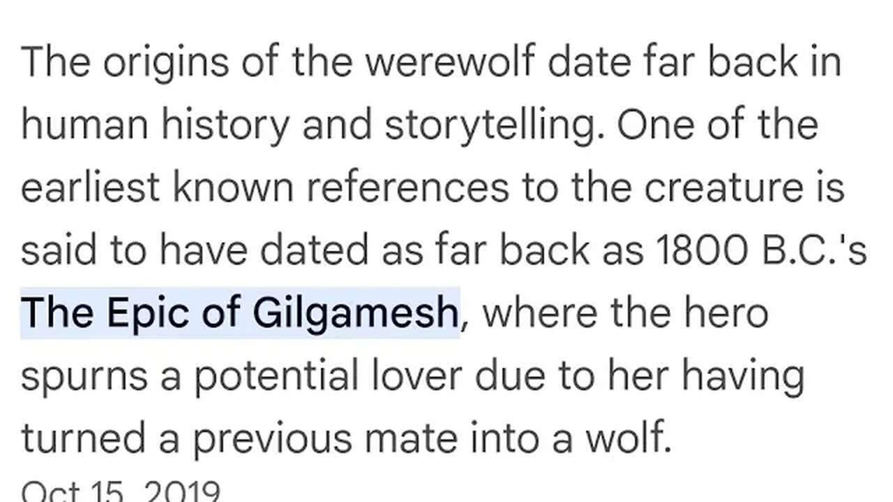 The Epic of Gilgamesh -- OLDEST WEREWOLF STORY