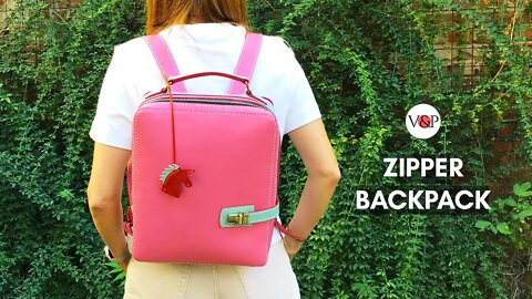 How to Make a Leather Zipper Backpack (PDF Pattern link in the description)
