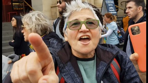 Melbourne lady looses her mind & becomes violent at Protest Marching for her human rights 25 06 2022