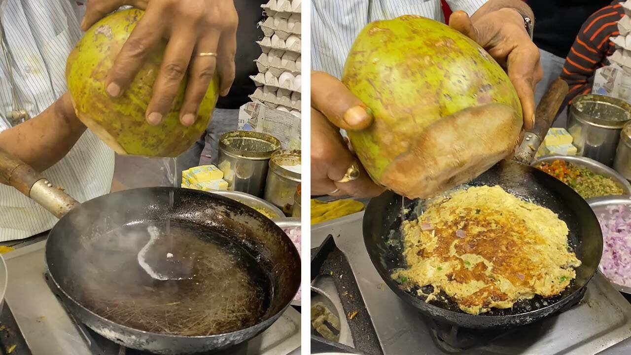 Most Unique Coconut Water( नारियल पानी ) wala Omelet at Sikander Omelette Corner in Old Delhi