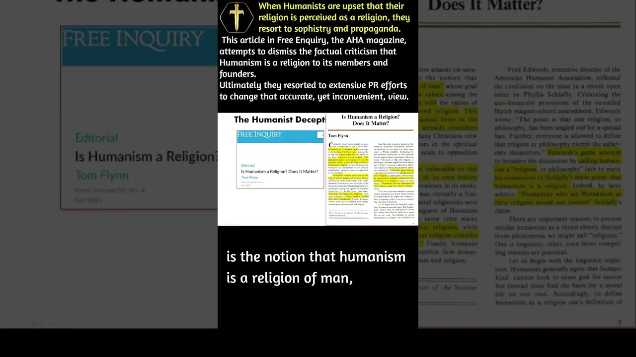 AHA Free Enquiry mag on Humanism as a Religion #shorts