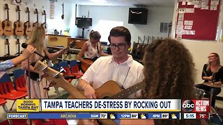 Teachers at Lanier Elementary in Tampa manage stress by jamming in after-school rock band