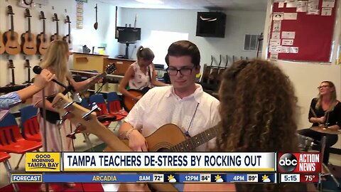 Teachers at Lanier Elementary in Tampa manage stress by jamming in after-school rock band