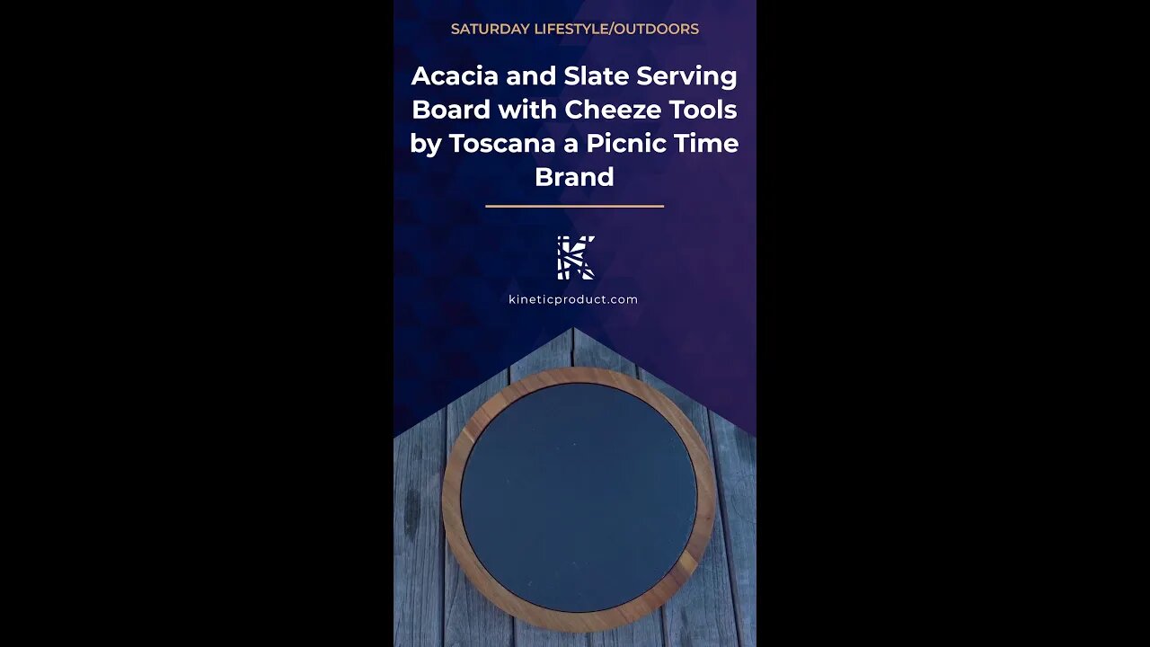 Acacia and Slate Serving Board with Cheese Tools by Toscana a Picnic Time Brand