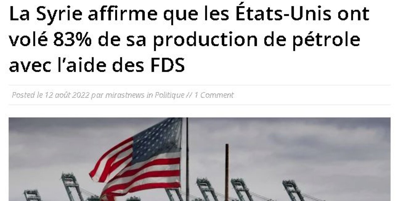 Etats Unis et France volent le pétrole en Syrie et au Yémen !