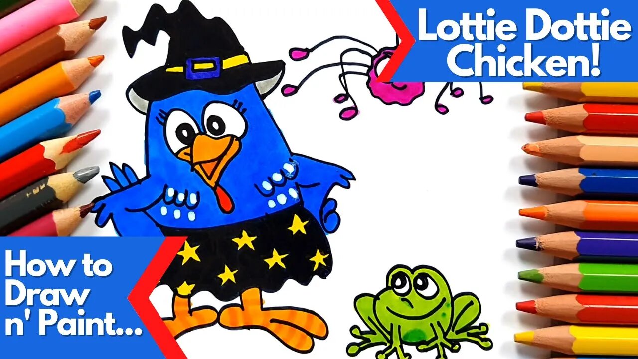 How to draw and paint Lottie Dottie Chicken Witch Halloween