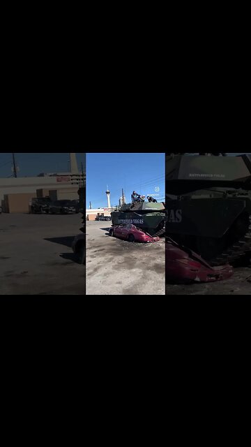 Car looks like shit after the tank got ahold of it. Battlefield Vegas car crushing