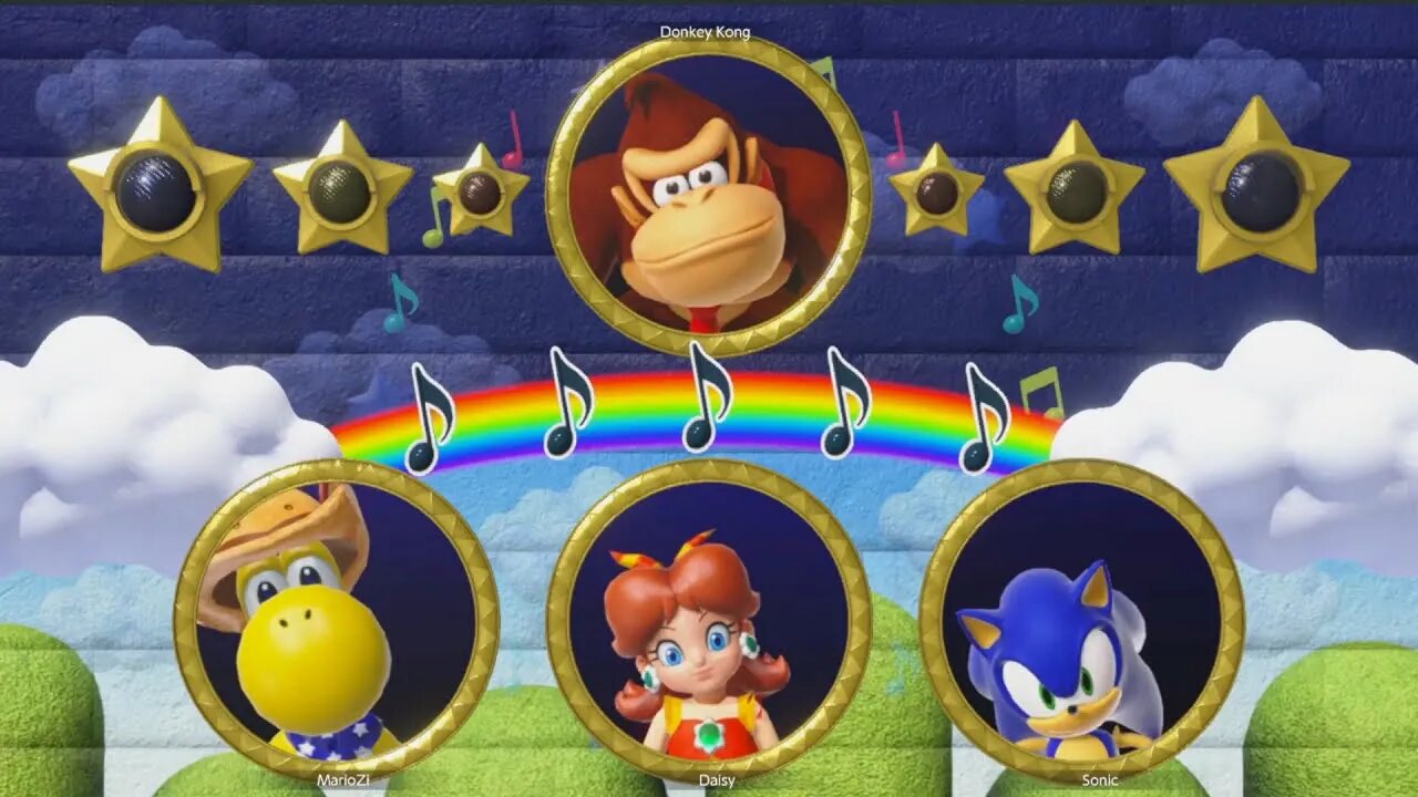 Mario Party Superstars - Kangaroo Yoshi vs SwimSuit Daisy vs Sonic vs Donkey Kong