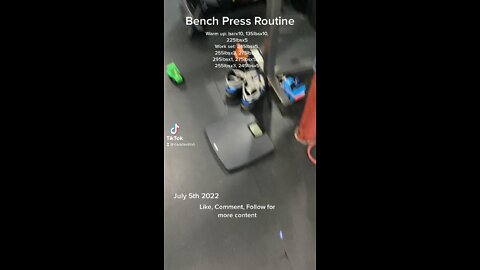 295lbs bench press routine @ 143lbs body weight