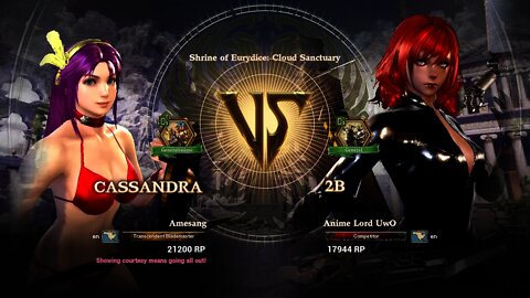Cassandra (Amesang) VS 2B (Anime Lord UwO) (SoulCalibur™ VI: Online)