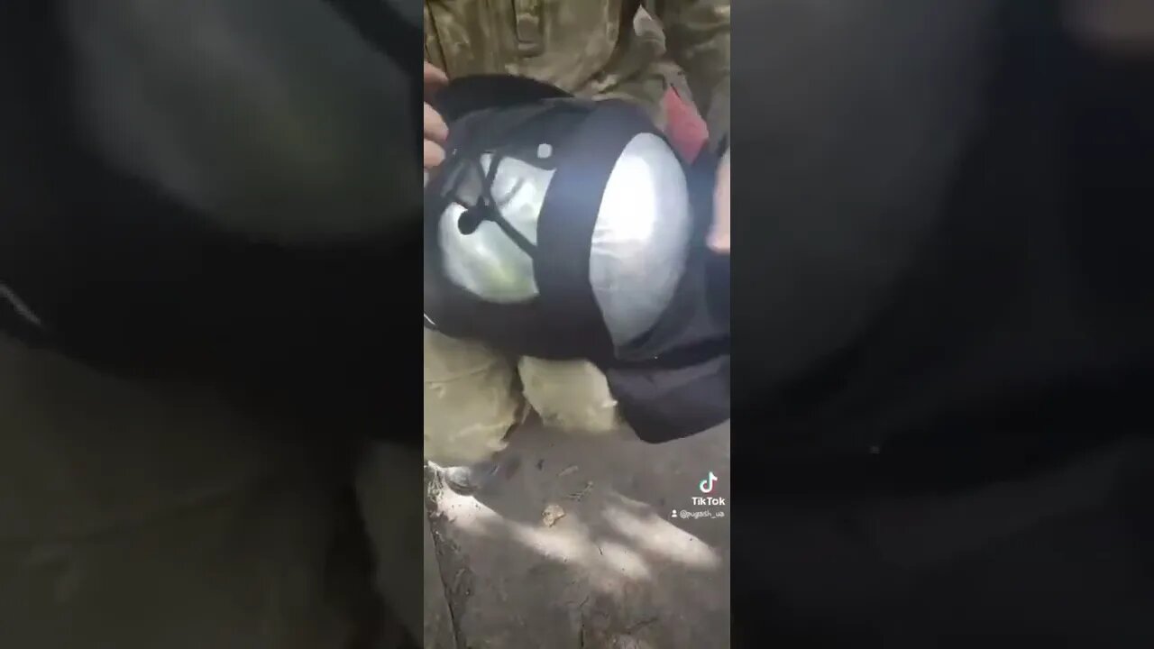 Russian helmet used in Ukraine made of thin metal plates