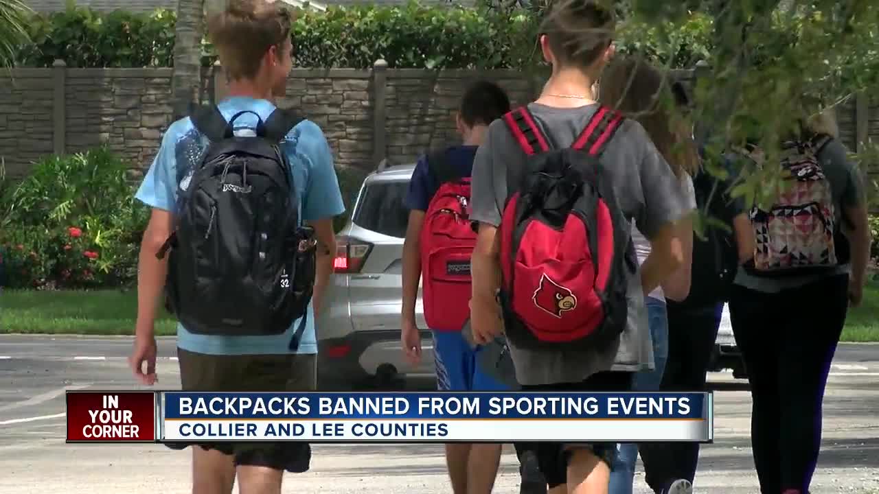 Backpacks banned from Collier, Lee school sports