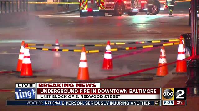 Underground electrical fire in Downtown Baltimore