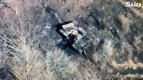 Moment Russian tank is wiped out by two explosive Ukrainian bombs