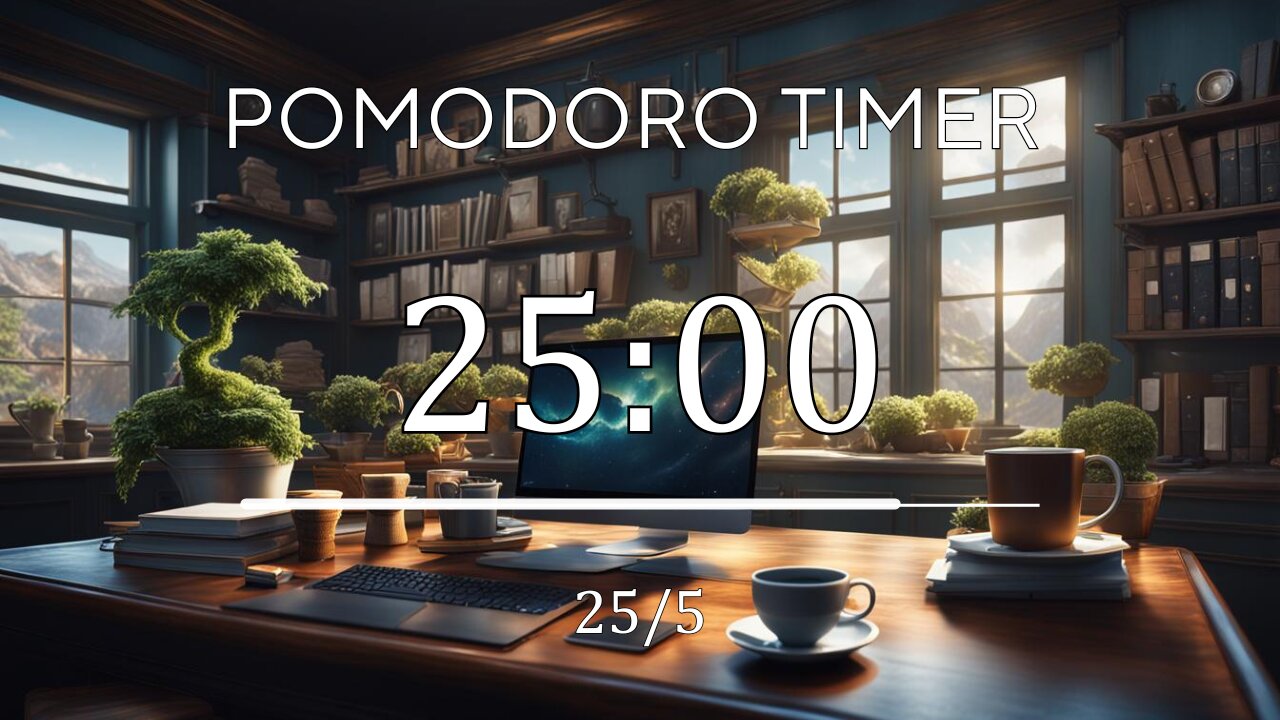 25/5 Pomodoro Timer • Lofi Music Helps To Focus On Studying • 5 x 25 min