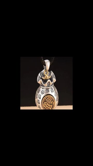 BUDDHA STONES FU CHARACTER FORTUNE MONEY BAG NECKLACE PENDANT