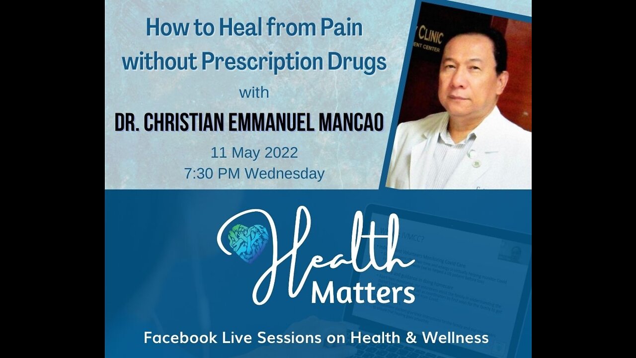 Health Matters Session 13 Pain Management Dr. Christian Mancao 5-11-22