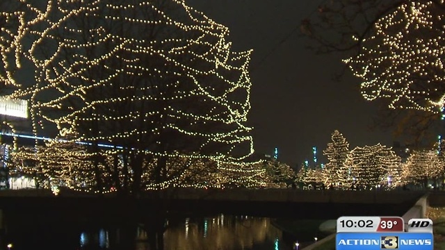Gene Leahy Mall illuminated for holiday season