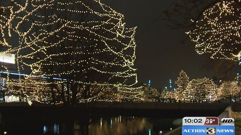 Gene Leahy Mall illuminated for holiday season