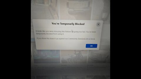 Facebook Blocks me because I was scrolling to fast on the marketplace