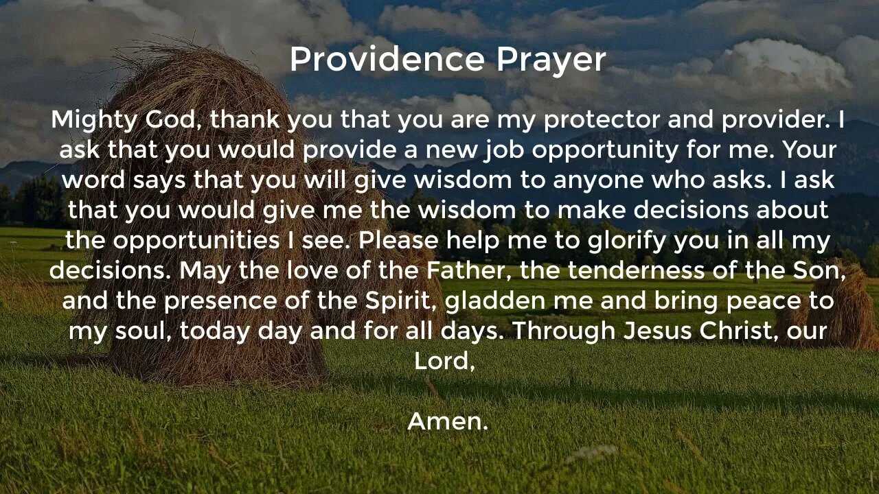 Providence Prayer (Prayer for a New Job Opportunity)