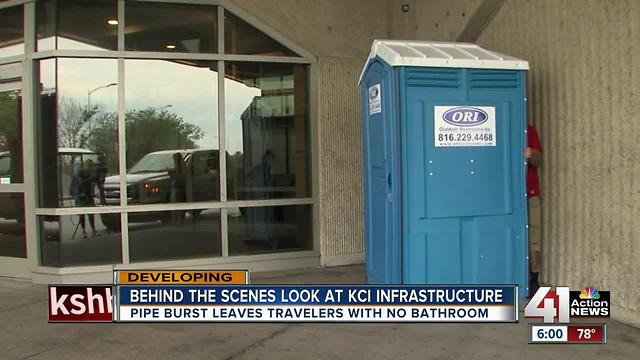 Water main break near KCI affects airport bathrooms