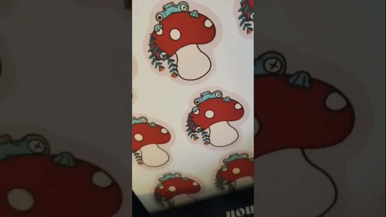 early morning print, toadstool stickers