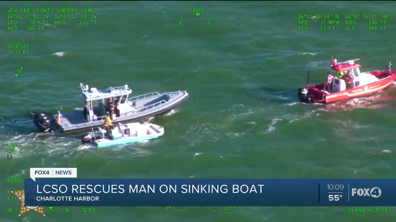 Man rescued from sinking boat