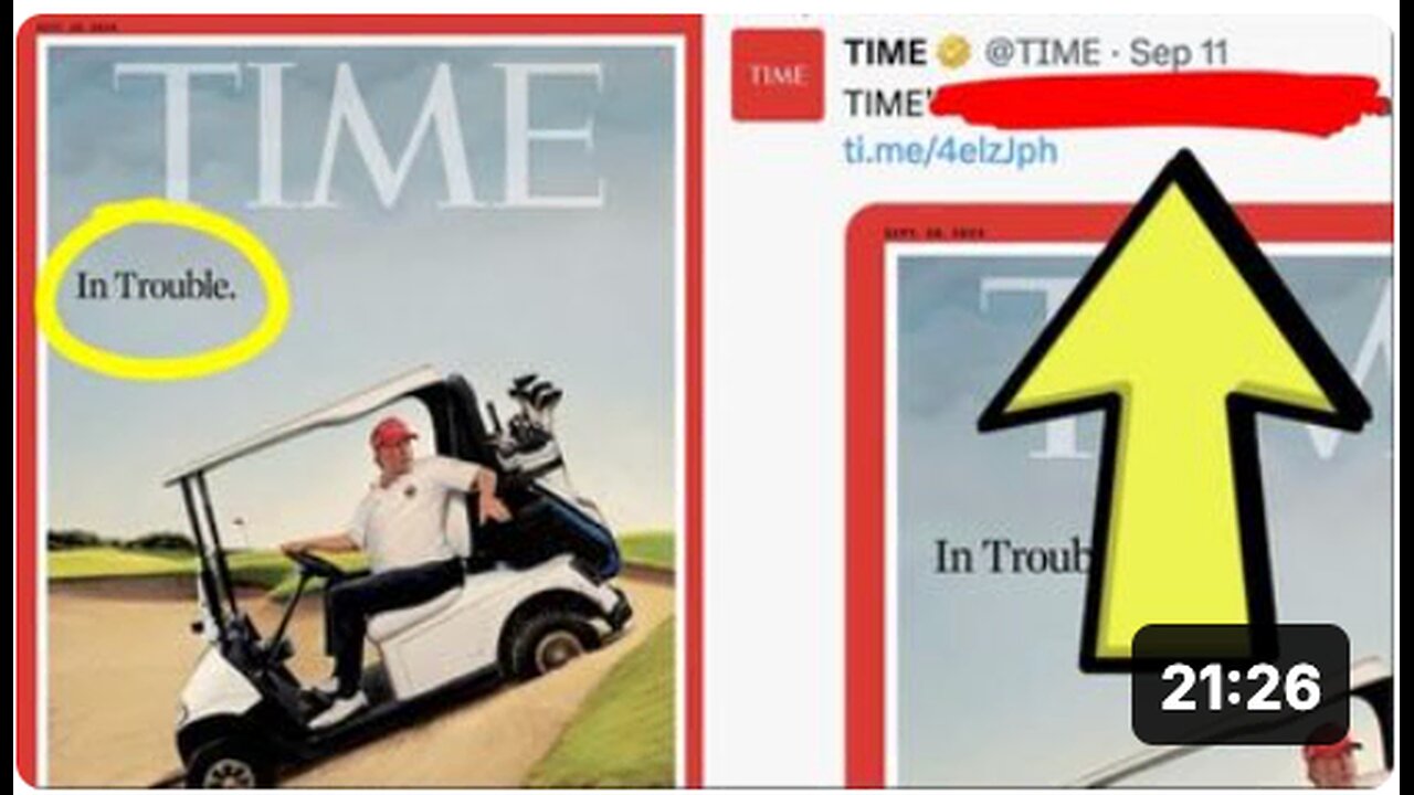 Trump's "In Trouble!" Time magazine's September 11th 2024 cover release PREDICTIVE PROGRAMMING!