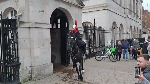 protest coming horse's in side horse tries to run #horseguardsparade