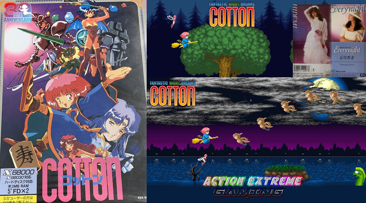 Cotton Fantastic Night Dreams Sharp x68000 Version Gameplay + Turbo Grafx CD Version Soundtrack + 80's Jpop Music)