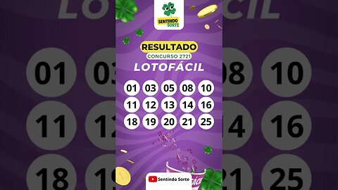 🍀 Resultado LOTOFACIL 2721 | Sentindo Sorte #shorts