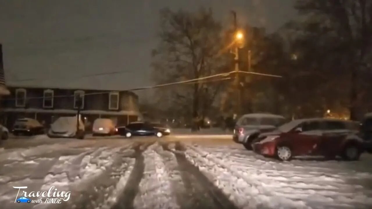 White-Knuckle Drive Thru Night Slippery Winter Storm | Real-Time Road Footage