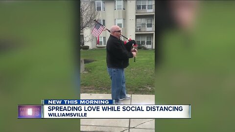 Buffalo Firefighter plays bagpipes