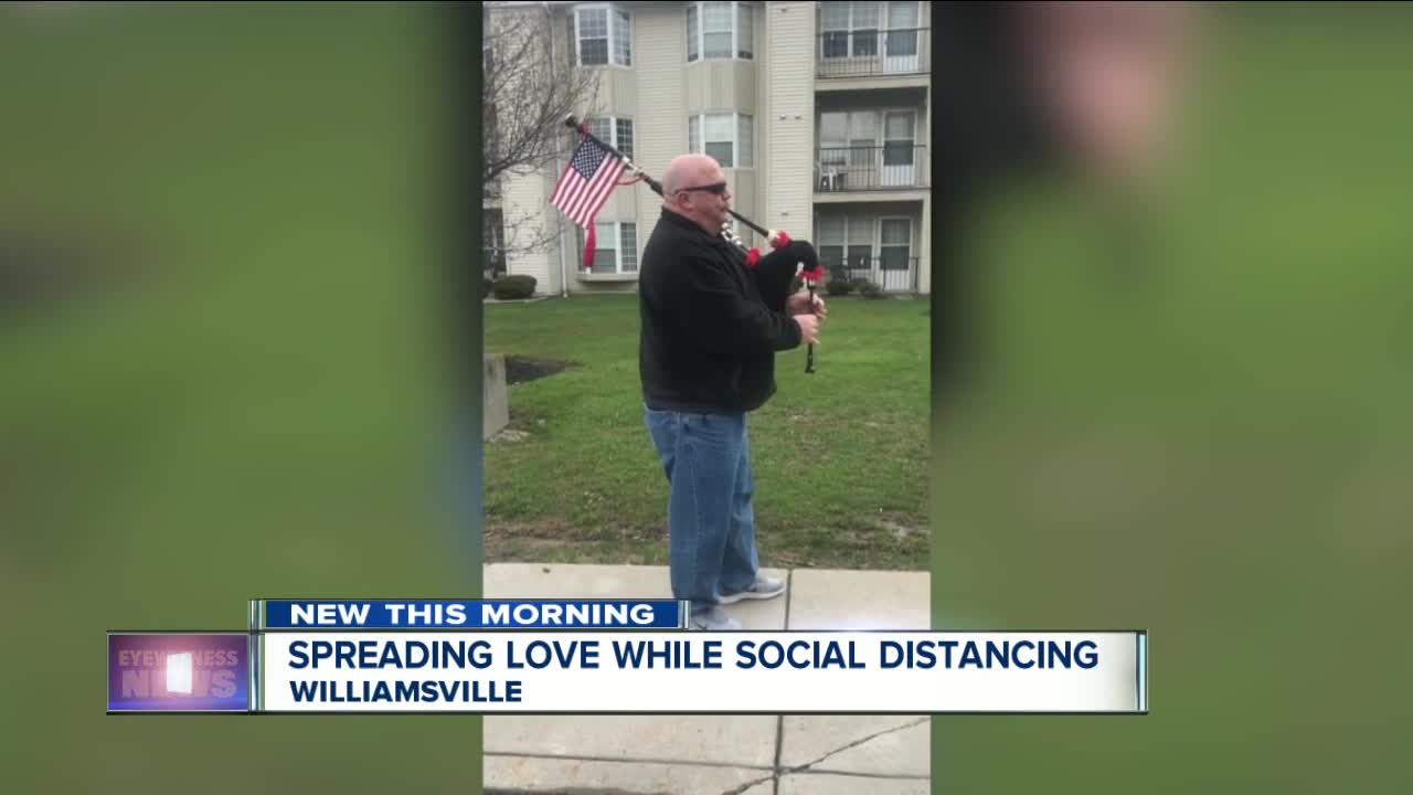 Buffalo Firefighter plays bagpipes