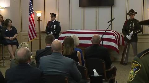 Flag ceremony at visitation for Southport Lt. Aaron Allan