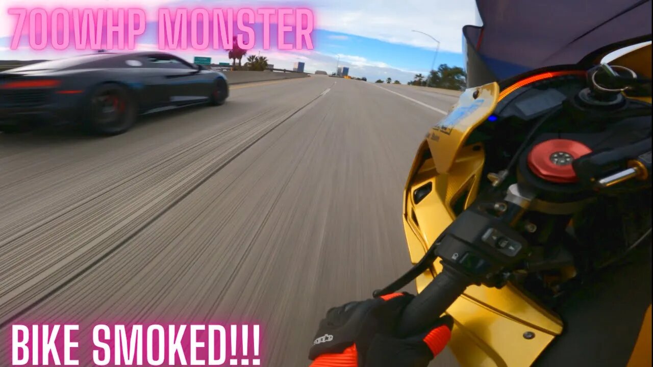 250,000$ MODDED Audi R8 V10 Plus 700WHP VS 30,000$ BIKE ZX10R R ON STREETS CGI EP.119